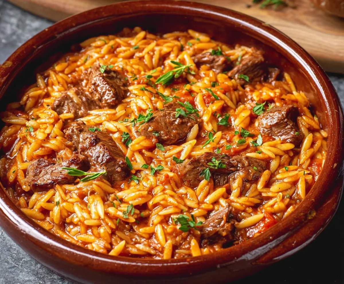 Easy Beef Giouvetsi Greek Pasta