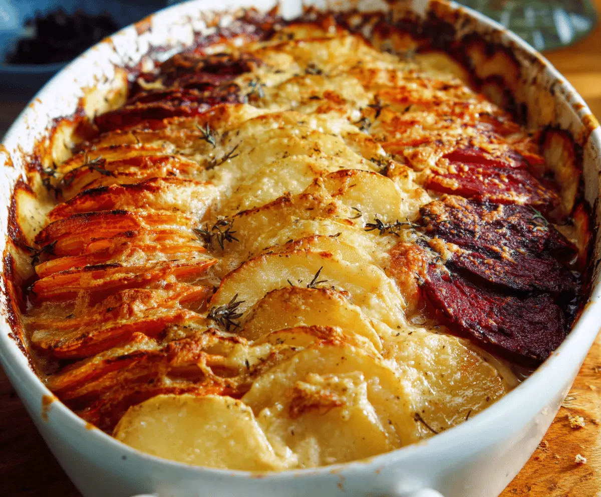 Easy Cheesy Root Vegetable Gratin