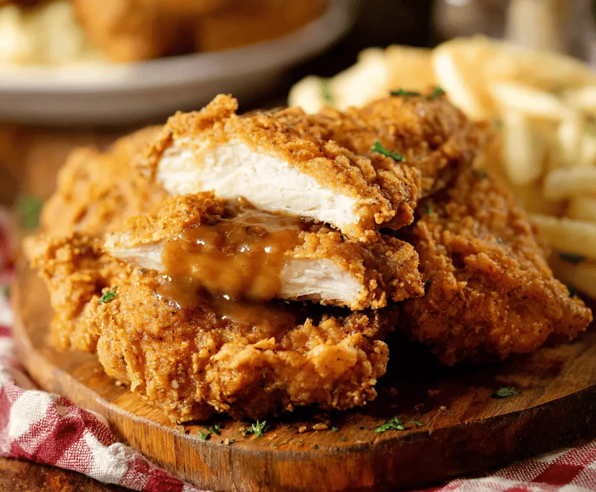 Crispy golden Country Fried Chicken served with sides