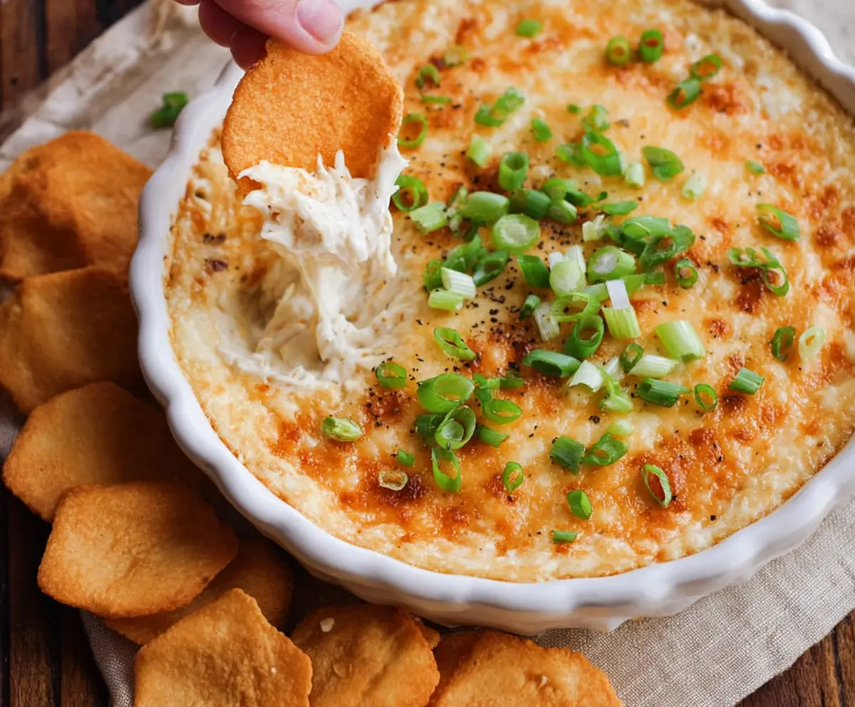 Delicious Crab Rangoon Dip in a bowl with crispy crackers for appetizer