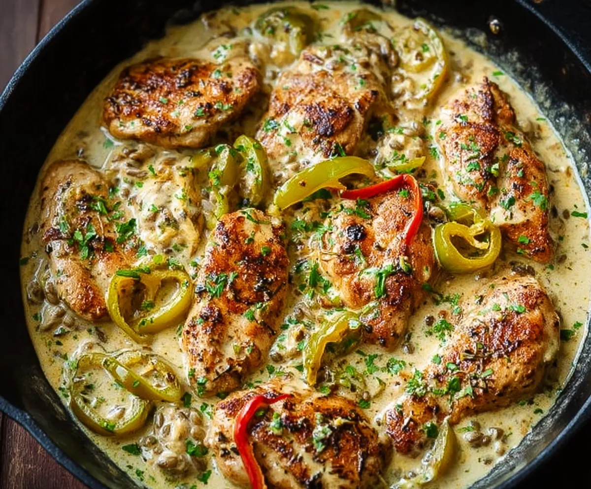 Creamy Pepperoncini Chicken Skillet