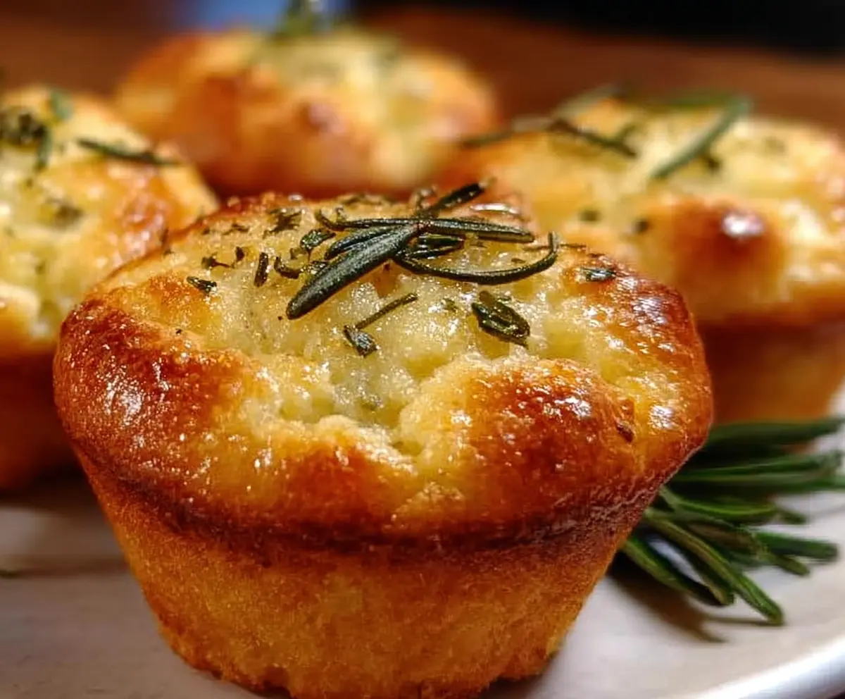 Easy Garlic Rosemary Focaccia Muffins