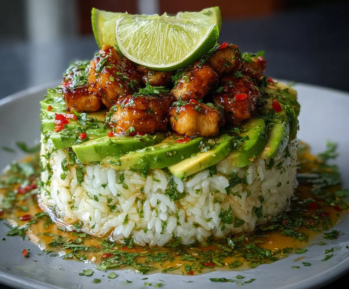 Easy Honey Lime Chicken Rice Stack