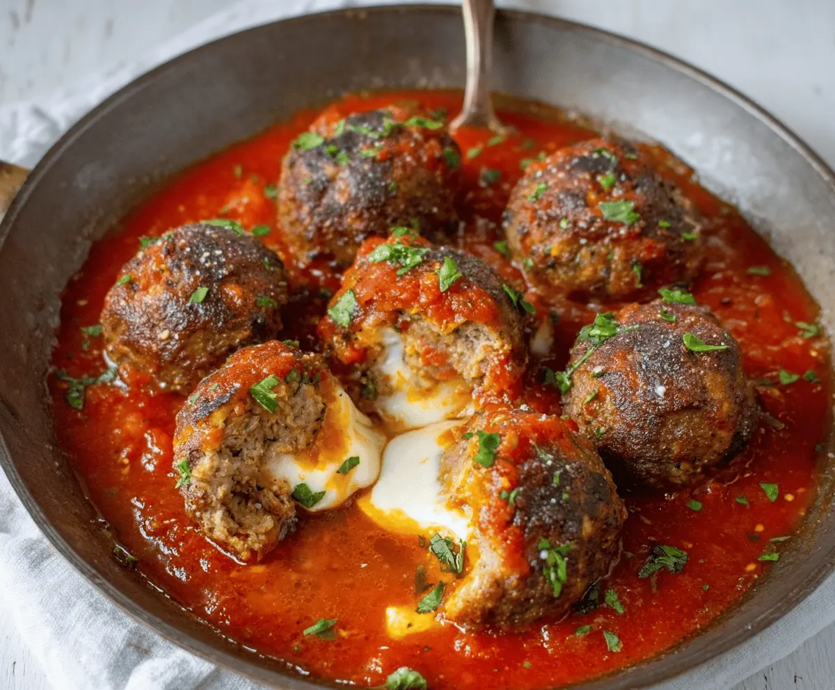 Easy Mozzarella Stuffed Meatballs