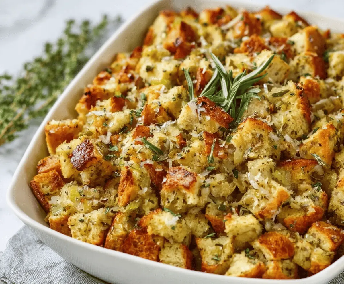 Delicious homemade stuffing recipe perfect for Thanksgiving dinner