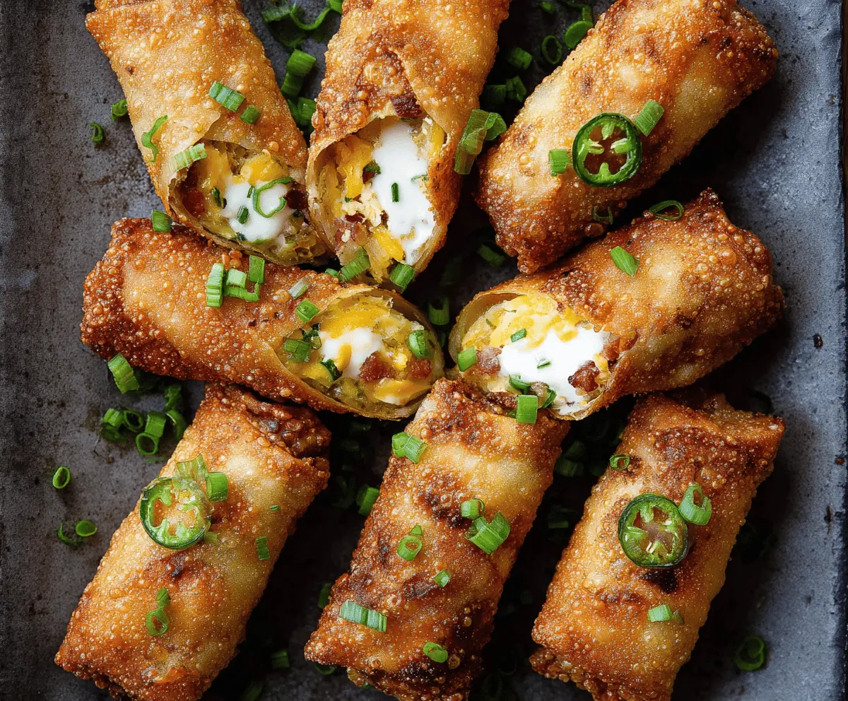 Crispy mini jalapeno popper egg rolls filled with cheesy spiced jalapenos, served as a tasty finger food.
