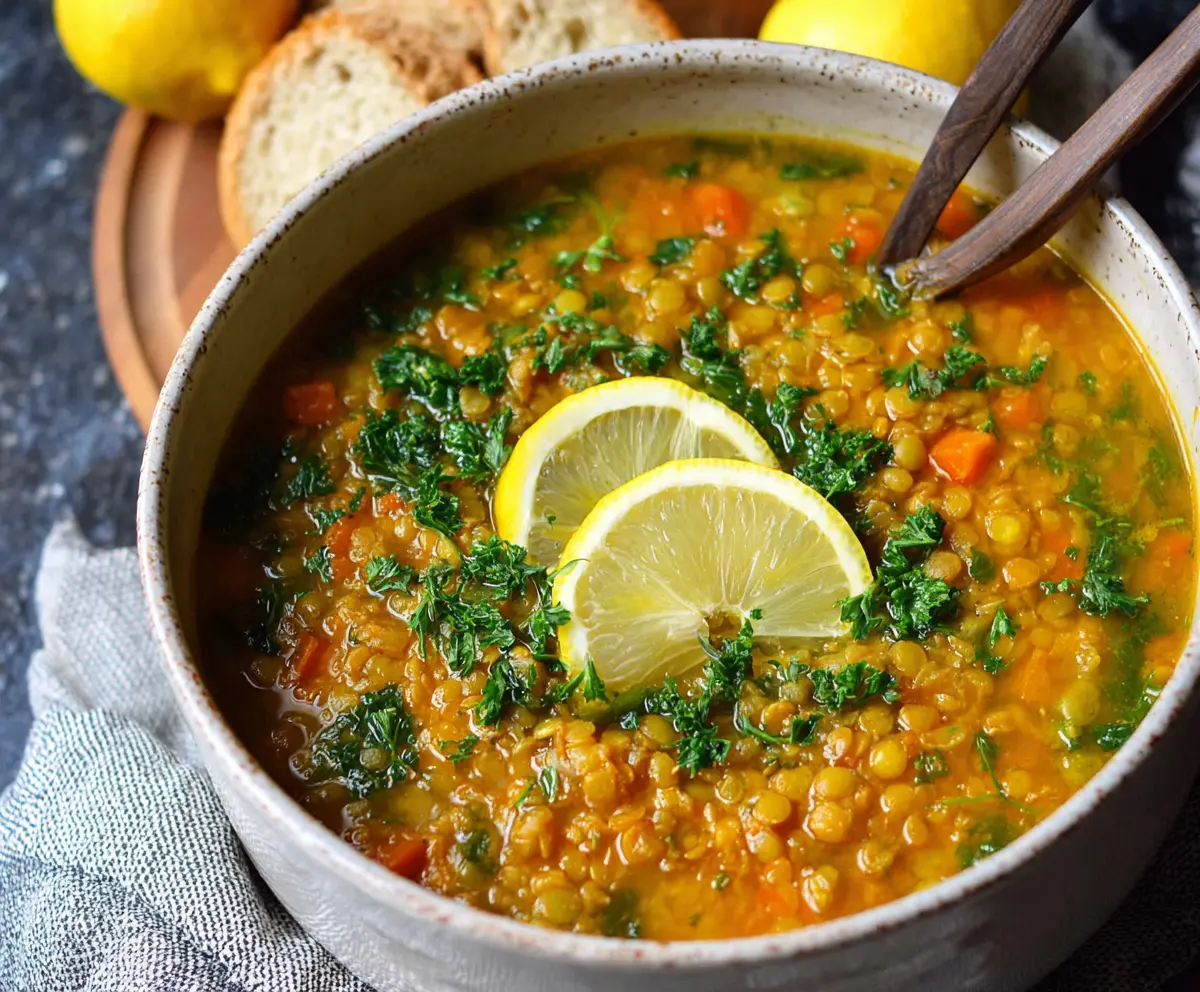 Easy Vegan Lemon Lentil Soup Recipe
