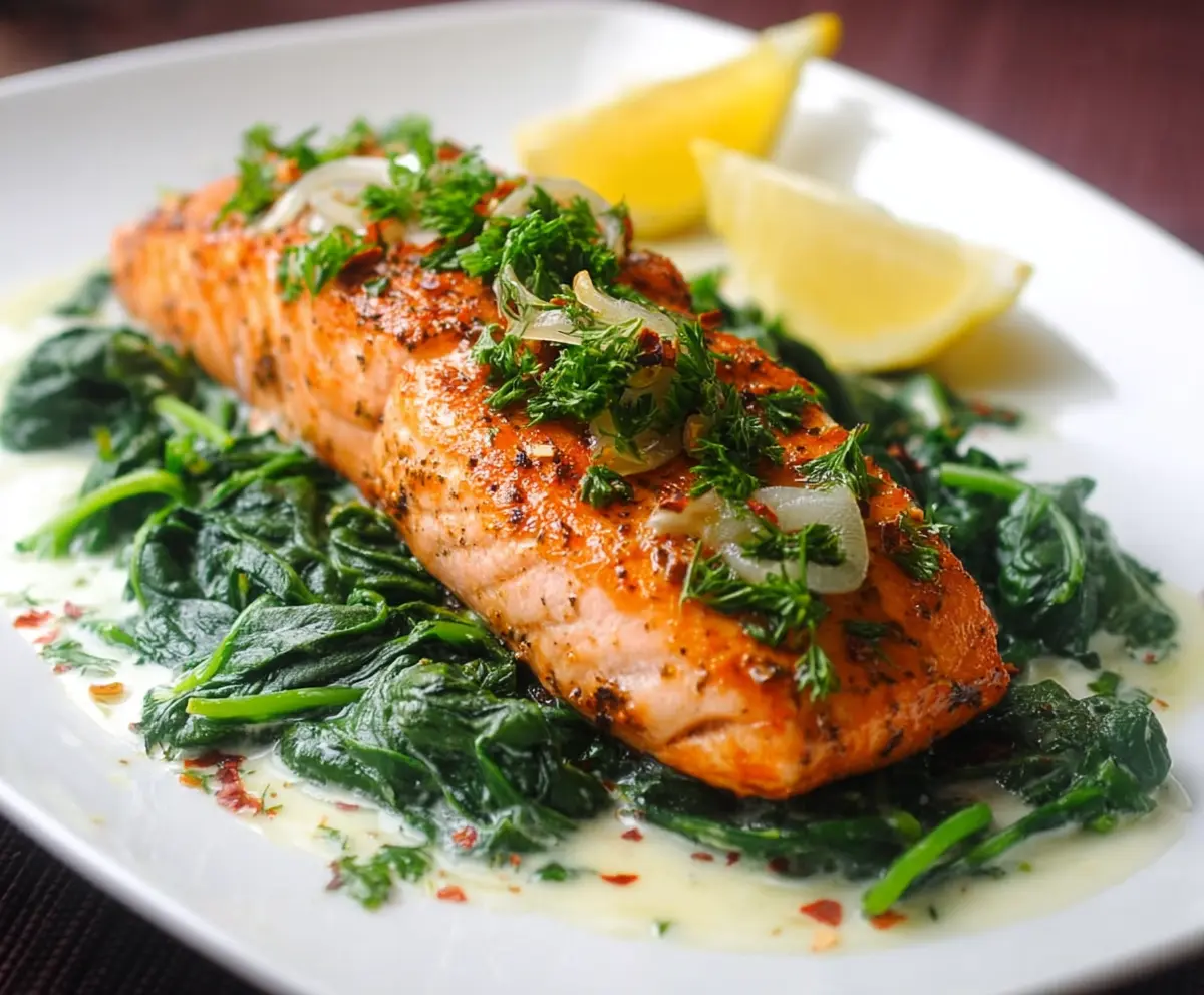 Easy Baked Salmon with Spinach