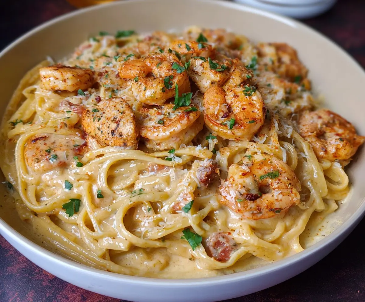 Easy Cajun Chicken & Shrimp Alfredo