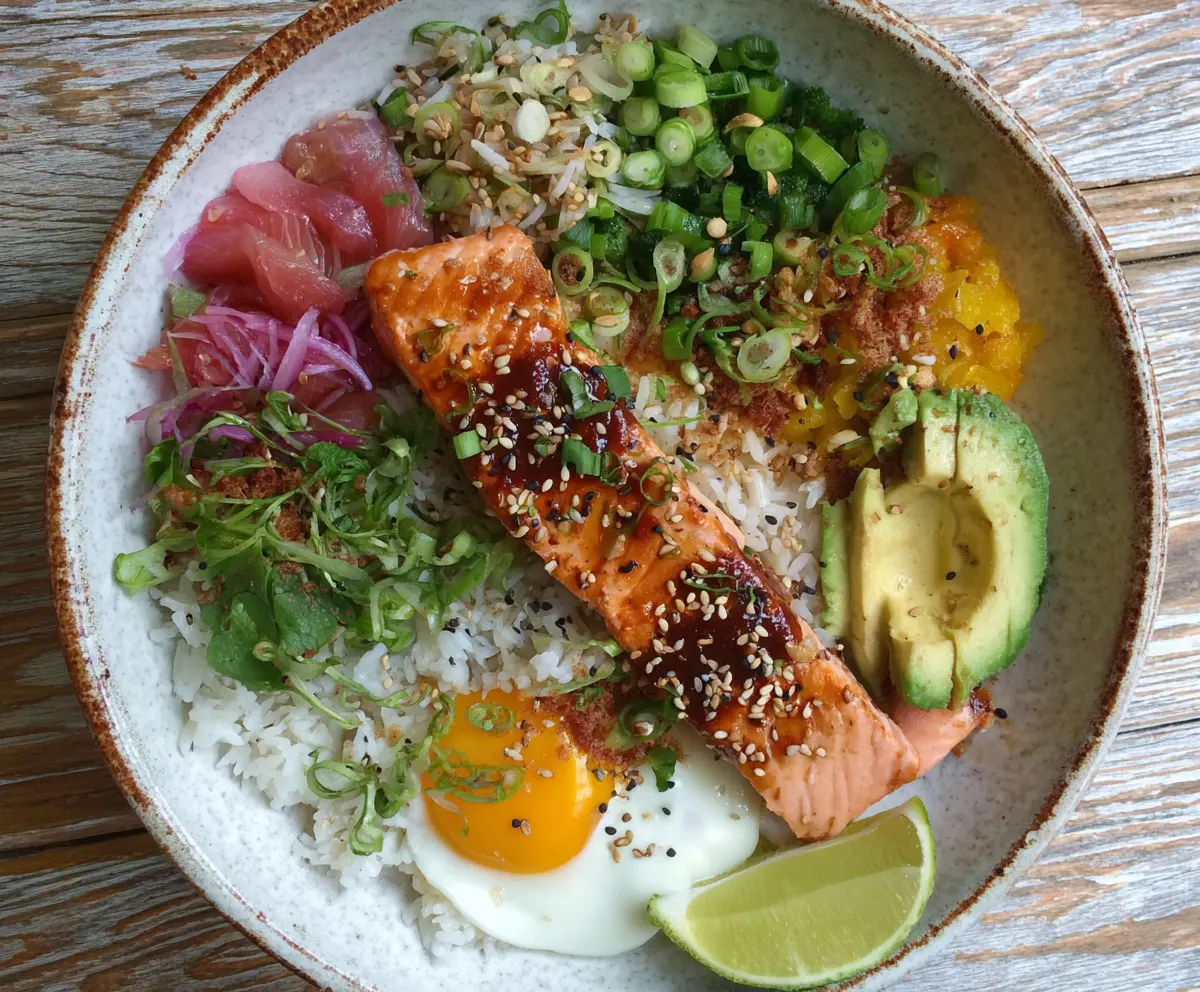 Easy Crispy Salmon Rice Bowl