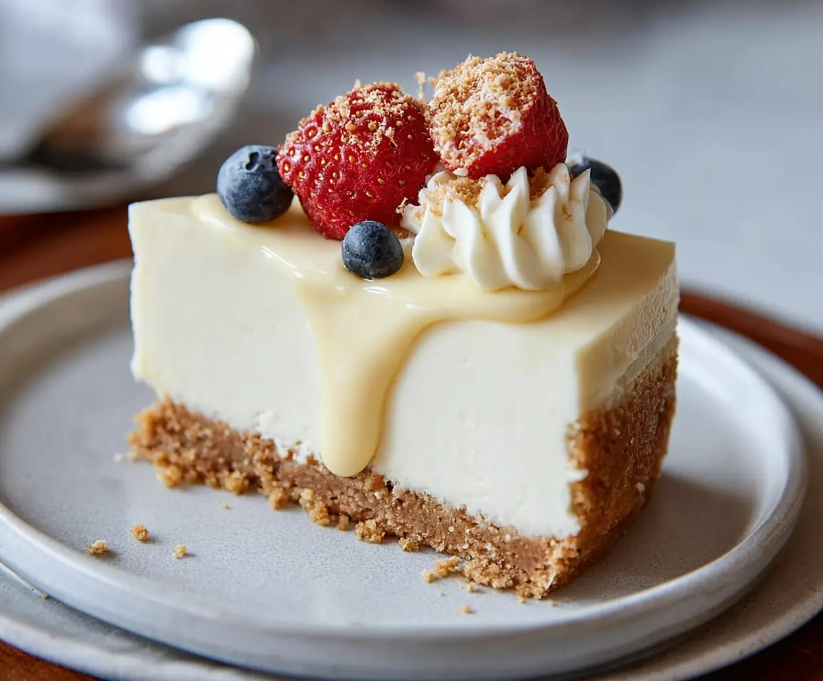 Healthy cheesecake with a light and creamy texture, perfect for a low-calorie dessert under 100 calories.