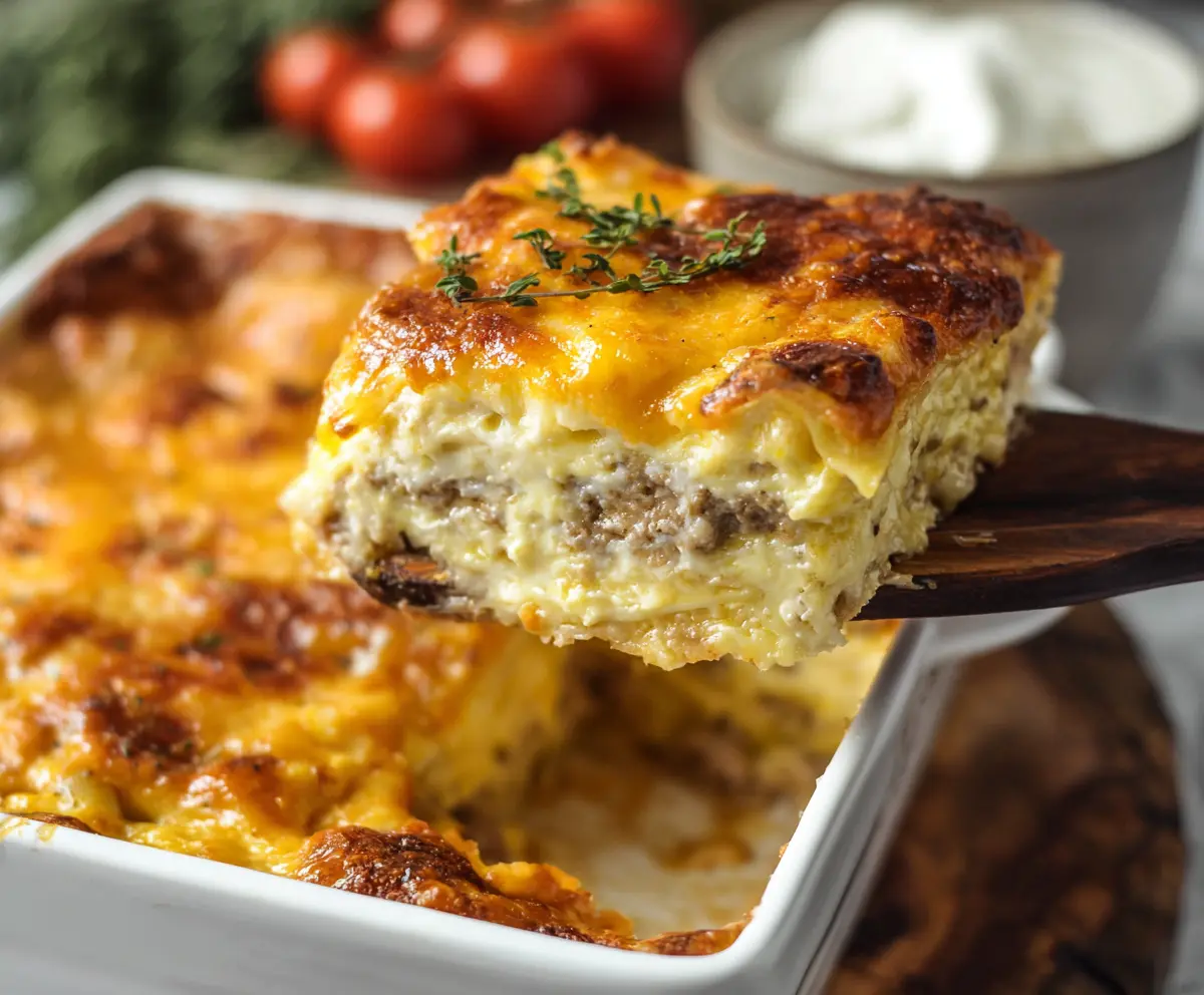 Delicious homemade lasagna with ricotta cheese, perfect for dinner.
