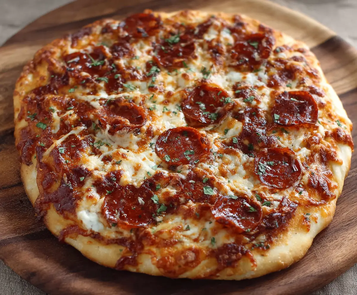 Low calorie Greek yogurt pizza dough ready to bake, healthy homemade pizza base.