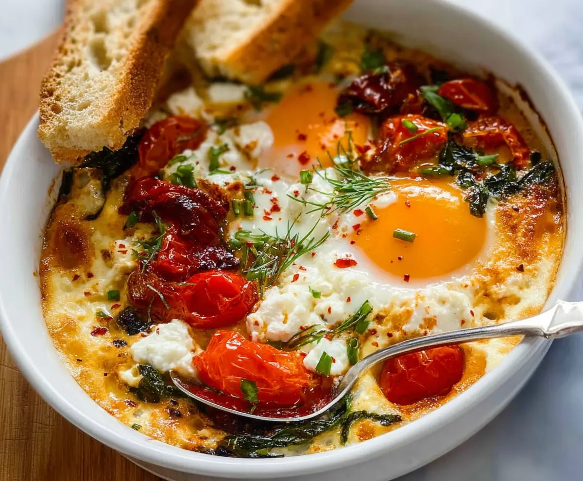 Easy Mediterranean Baked Feta Eggs
