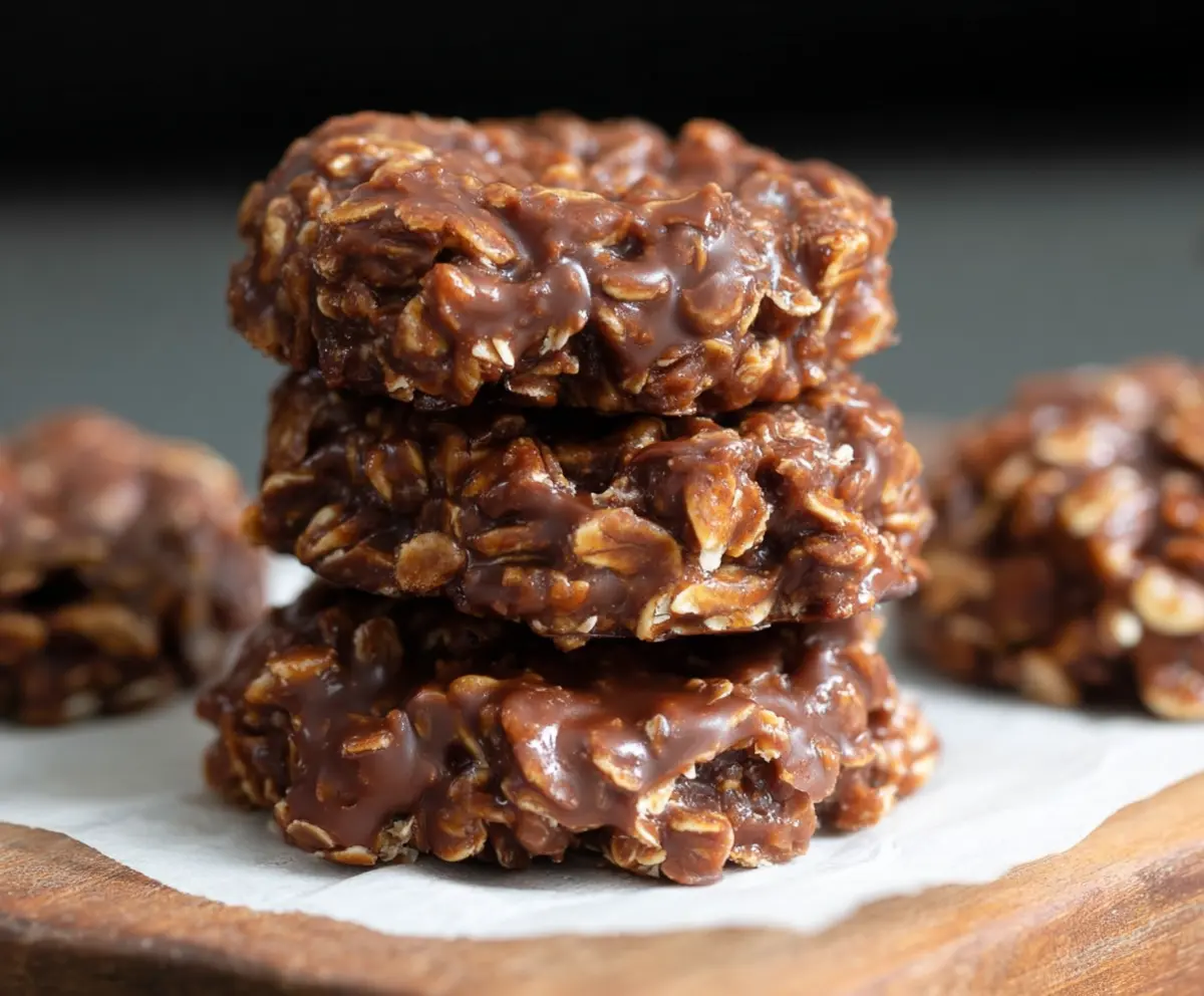 Delicious homemade no bake cookies on a plate, perfect for quick desserts.