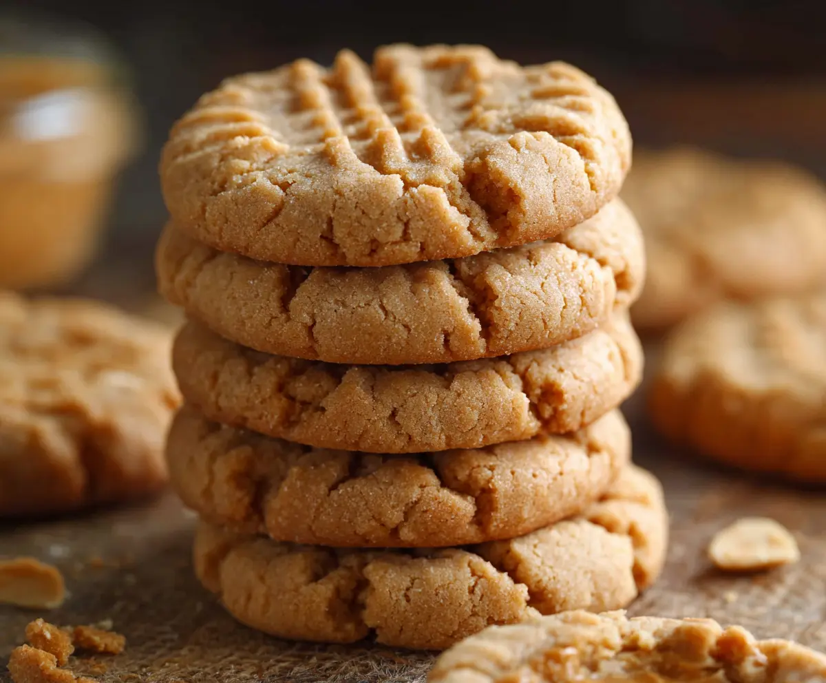 Homemade peanut butter cookies on a plate, perfect for snacking and dessert