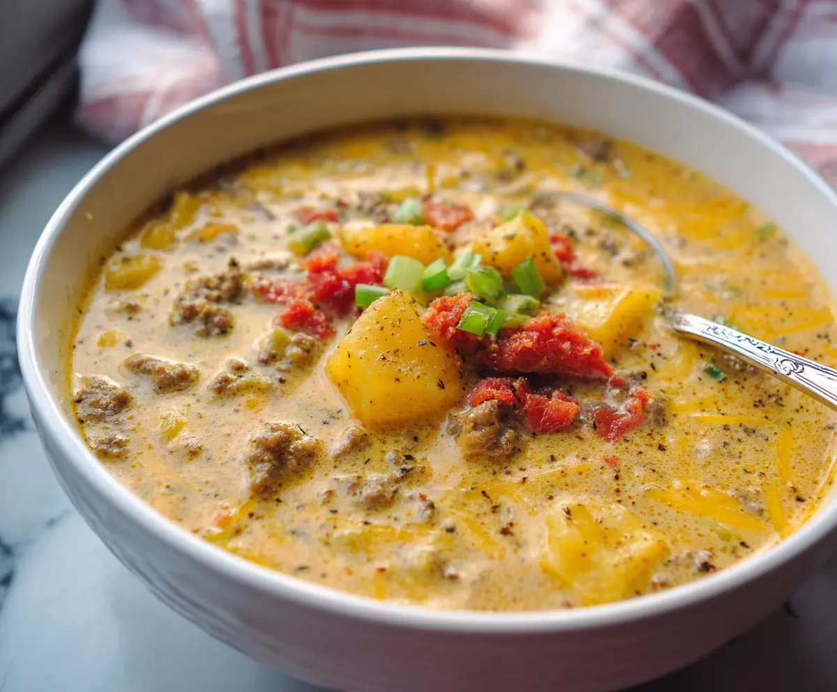 Easy Rich Cheeseburger Soup Recipe