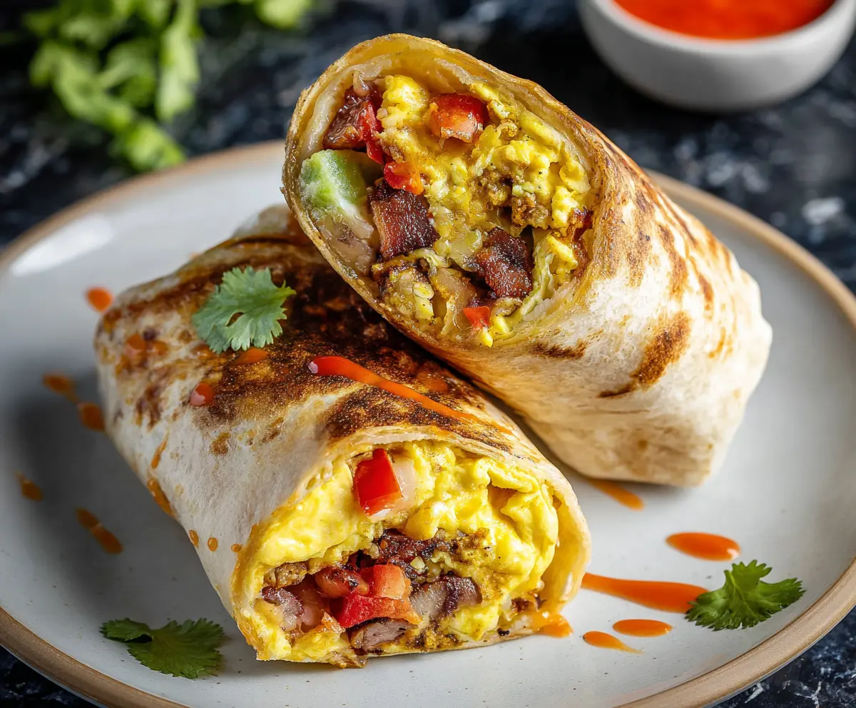 Healthy breakfast burritos filled with fresh vegetables, eggs, and cheese for a nutritious start to your day.