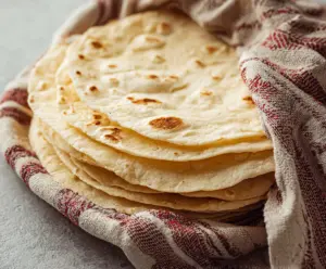 Homemade sourdough discard tortillas made with just four simple ingredients, perfect for quick and easy cooking.