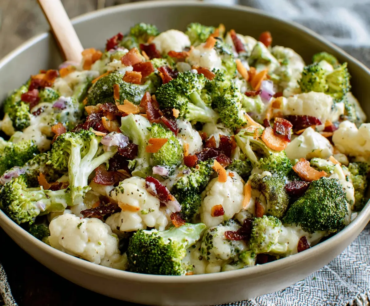Fresh Cauliflower Broccoli Salad