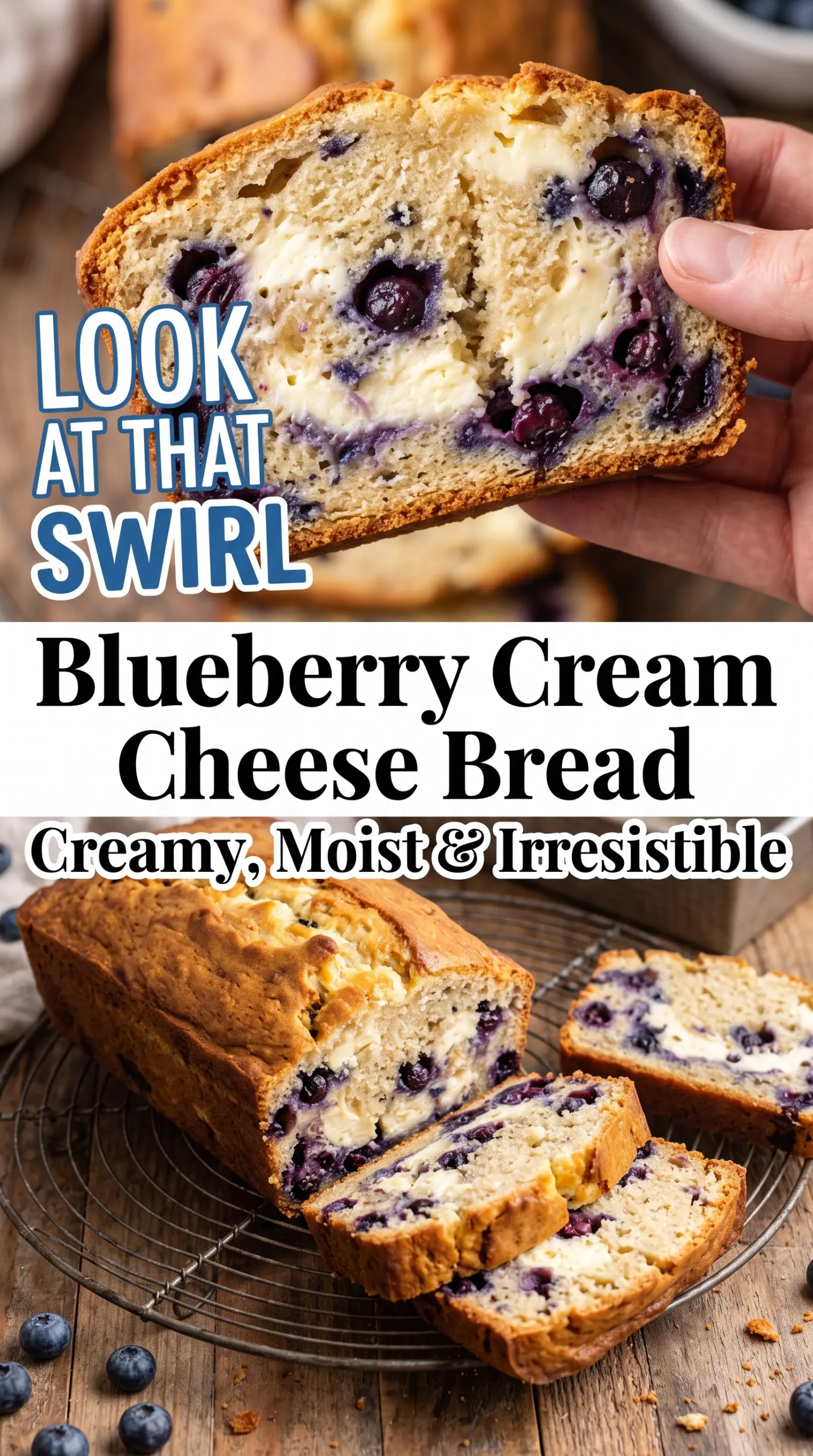 Blueberry Cream Cheese Bread moist creamy swirled