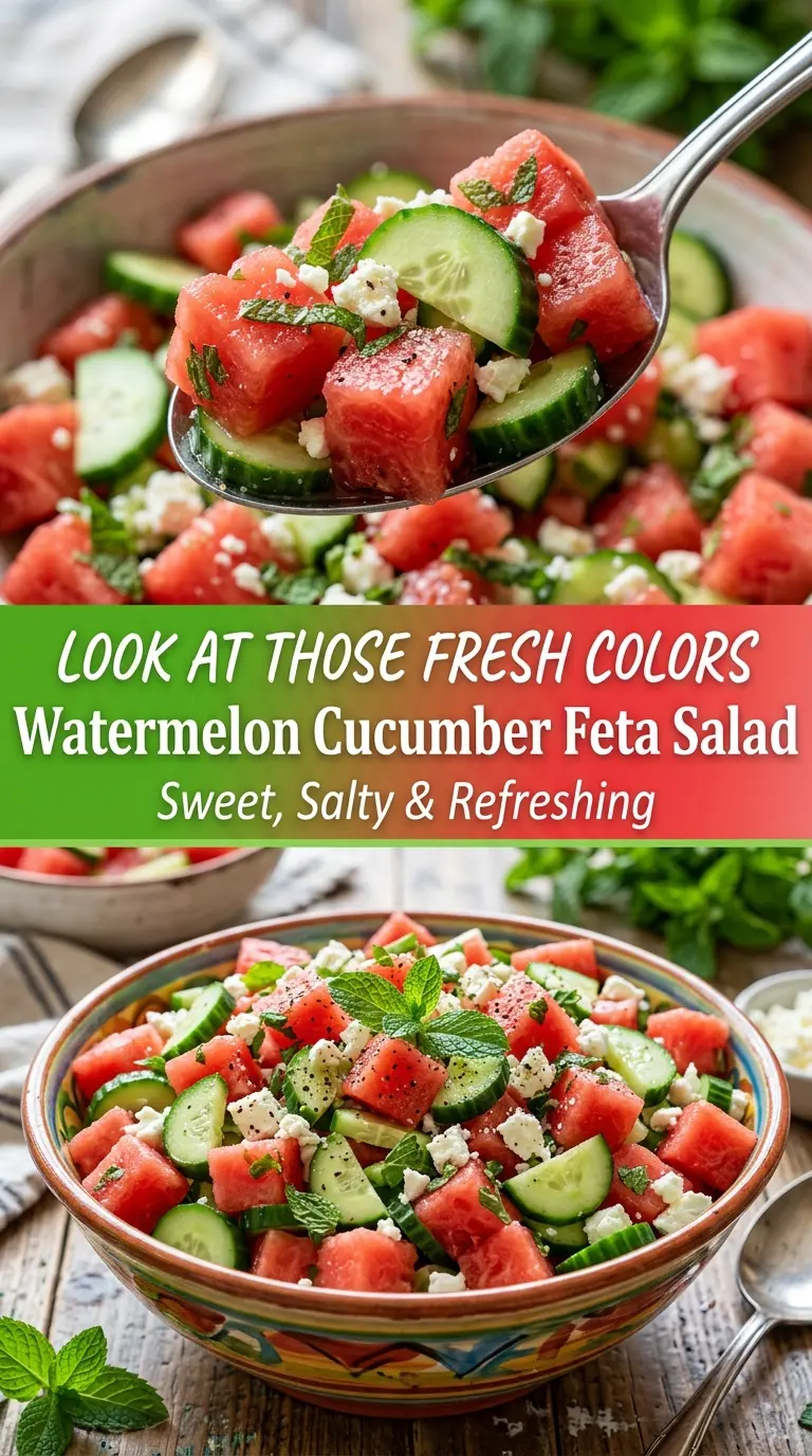 Watermelon Cucumber Feta Salad crisp refreshing summer
