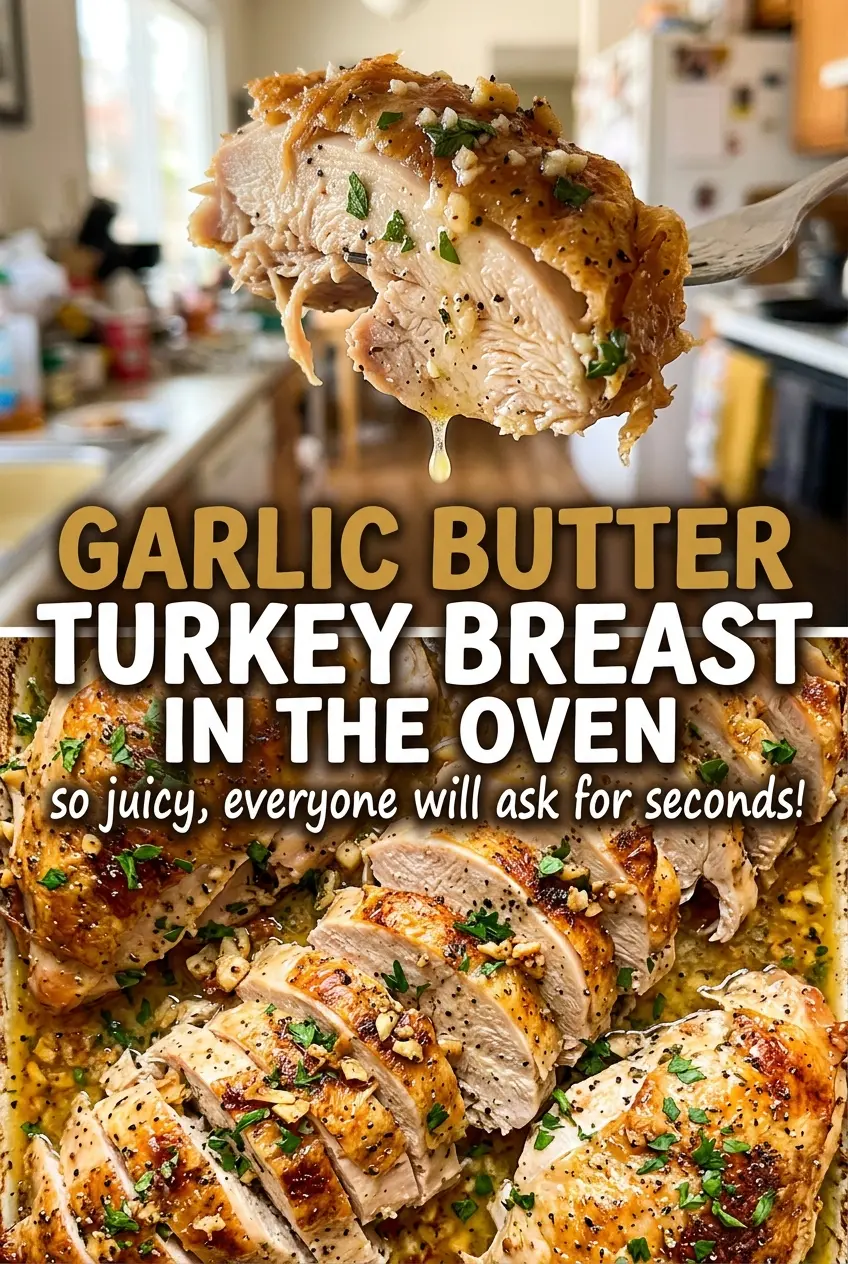 Garlic Butter Turkey Breast with golden herb skin