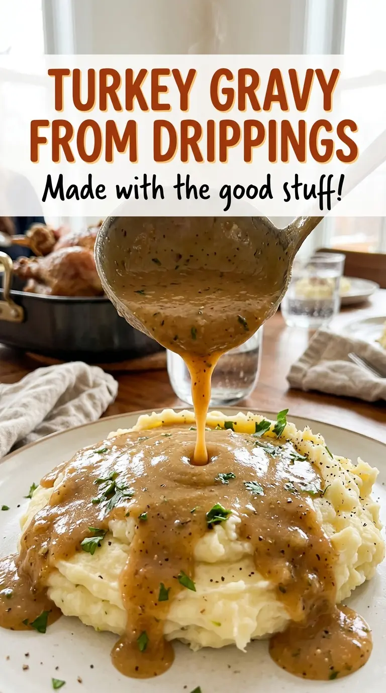 Turkey gravy from drippings, rich silky finish